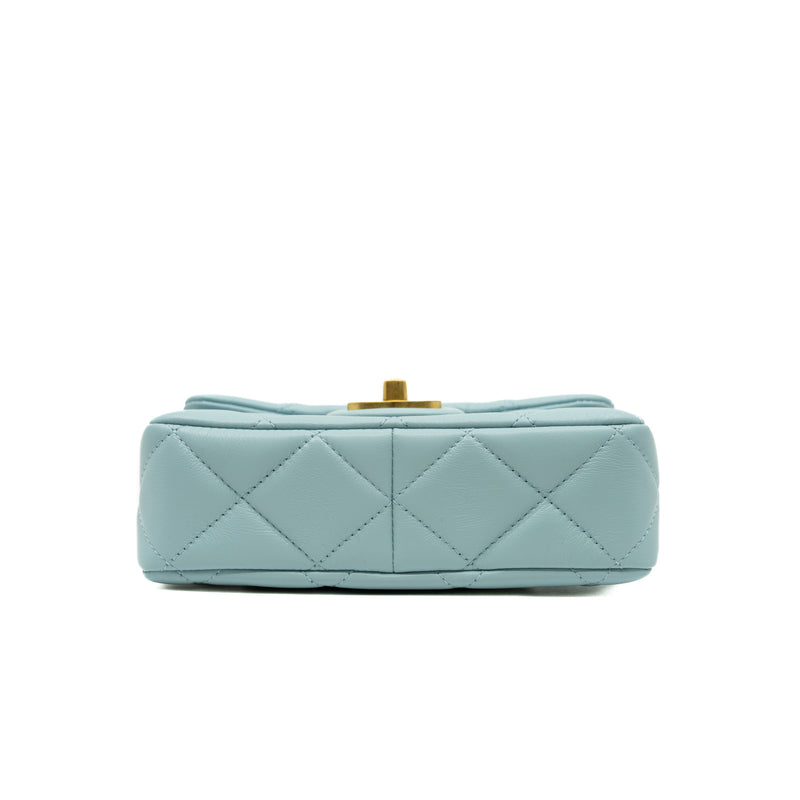 22P Mini Square In Light Blue Lambskin Leather Flap Bag GHW Seri A0E8XXXX