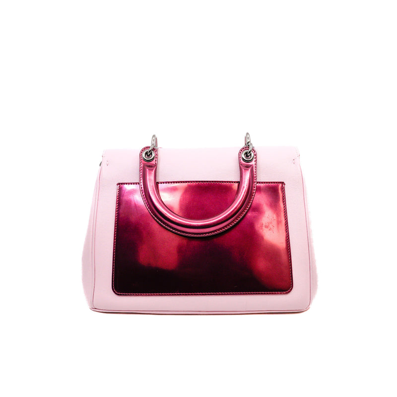 Medium Be Dior In Pink Leather Top Handle Flap Bag Multi Hardware With Strap