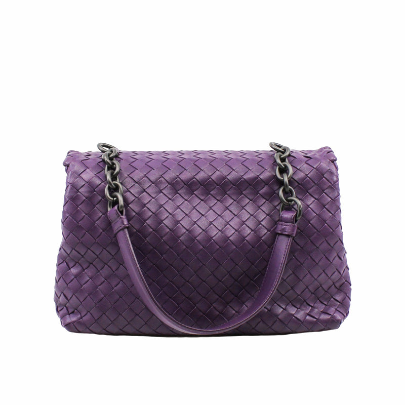 shoulder flap bag leather purple - L'UXE LINK