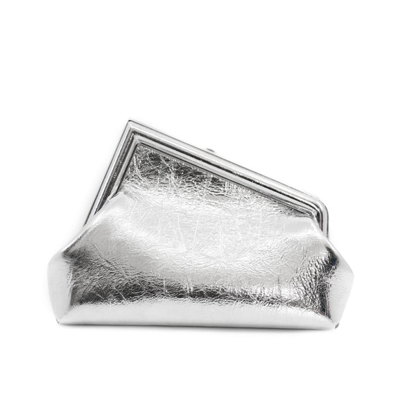 First Small Silver laminated leather bag - L'UXE LINK