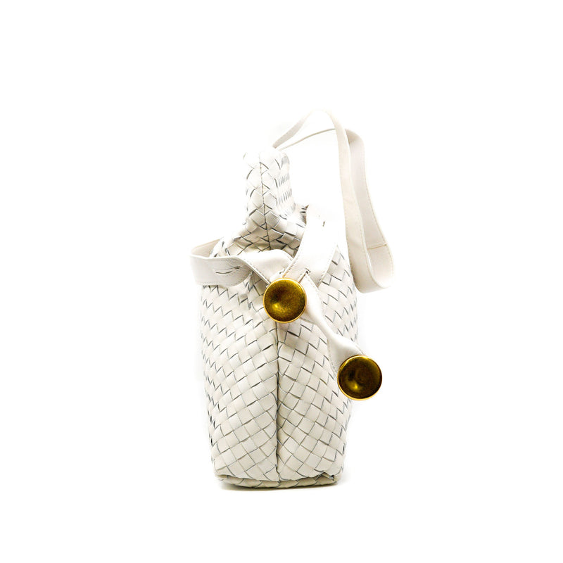 tote shoulder bag in white with strap - L'UXE LINK