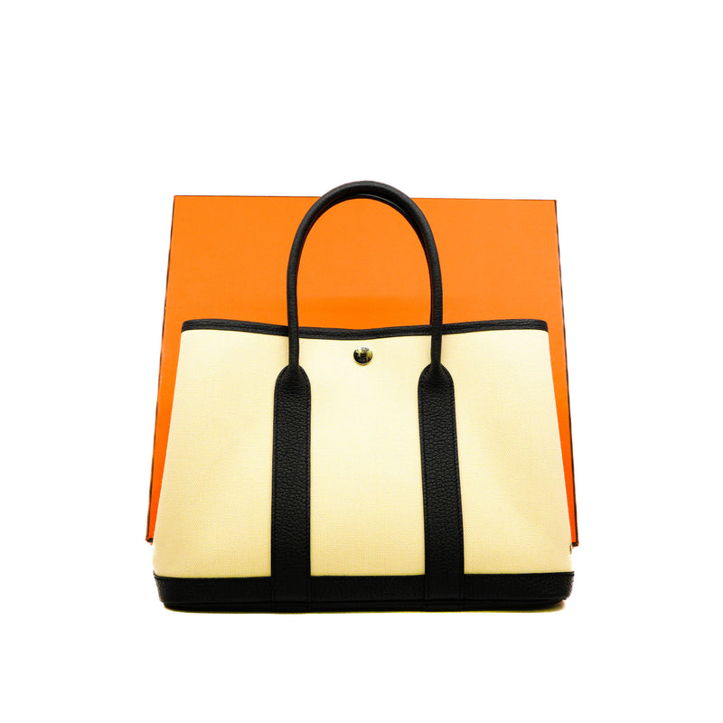 Garden Party 30 Canvas/Negonda Leather Vanille/Black PHW Stamp B - L'UXE LINK