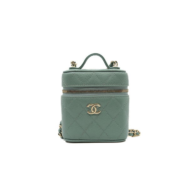 mini vanity box with handle in green caviar LGHW seri 31