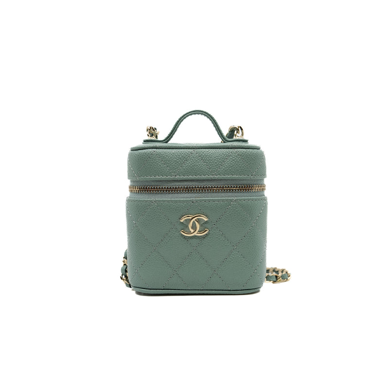 mini vanity box with handle in green caviar LGHW seri 31