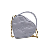 thumbnail heart with top handle bag in purple leather ghw