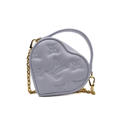 heart with top handle bag in purple leather ghw