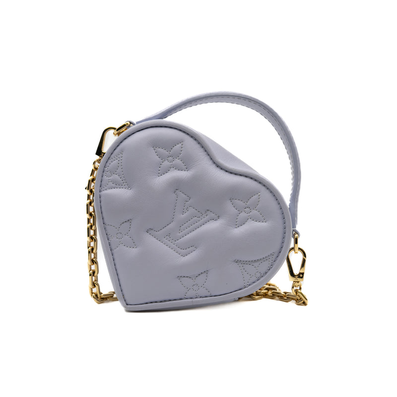 heart with top handle bag in purple leather ghw