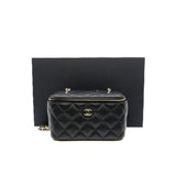 thumbnail long vanity case with football crush in black lambskin GHW #P4X6XXXX