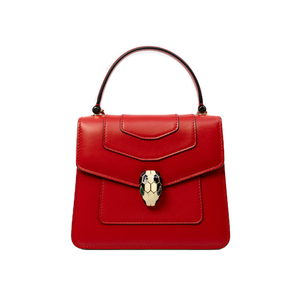 Small Serpenti Forever Top Handle Red Calfskin Handbag GHW - L'UXE LINK