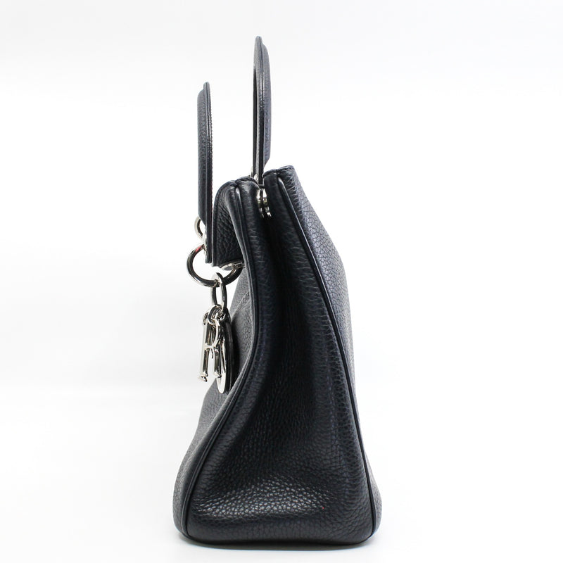 Medium Diorissimo In Black/Red Pebbled Calfskin Leather Handbag PHW With Strap - L'UXE LINK