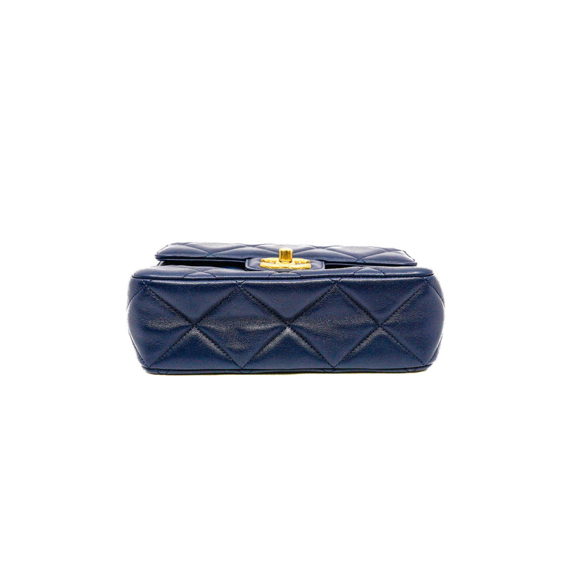 mini square cf in lambskin navy GHW
