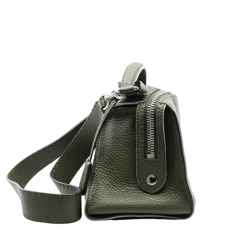 fendi lei boston bag medium  leather grey green phw - L'UXE LINK