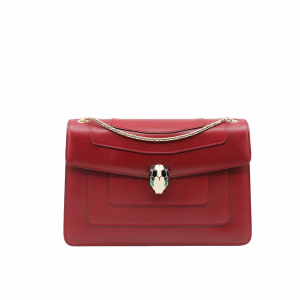 SERPENTINE MM RED DOUBLE FLAP GHW - L'UXE LINK