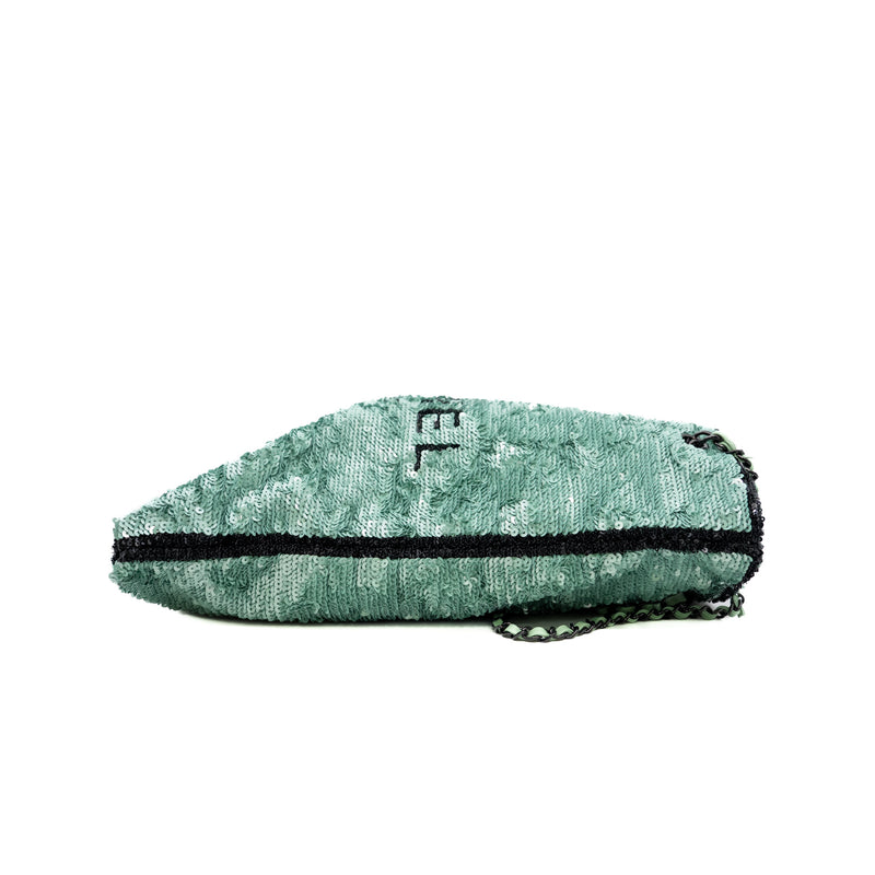 Sequin logo shopping tote black green