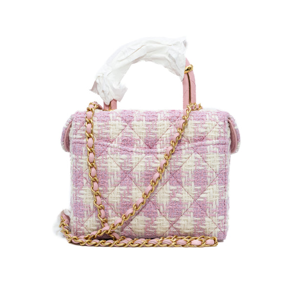 vanity box with top handle in twist pink/white ghw #X4H0