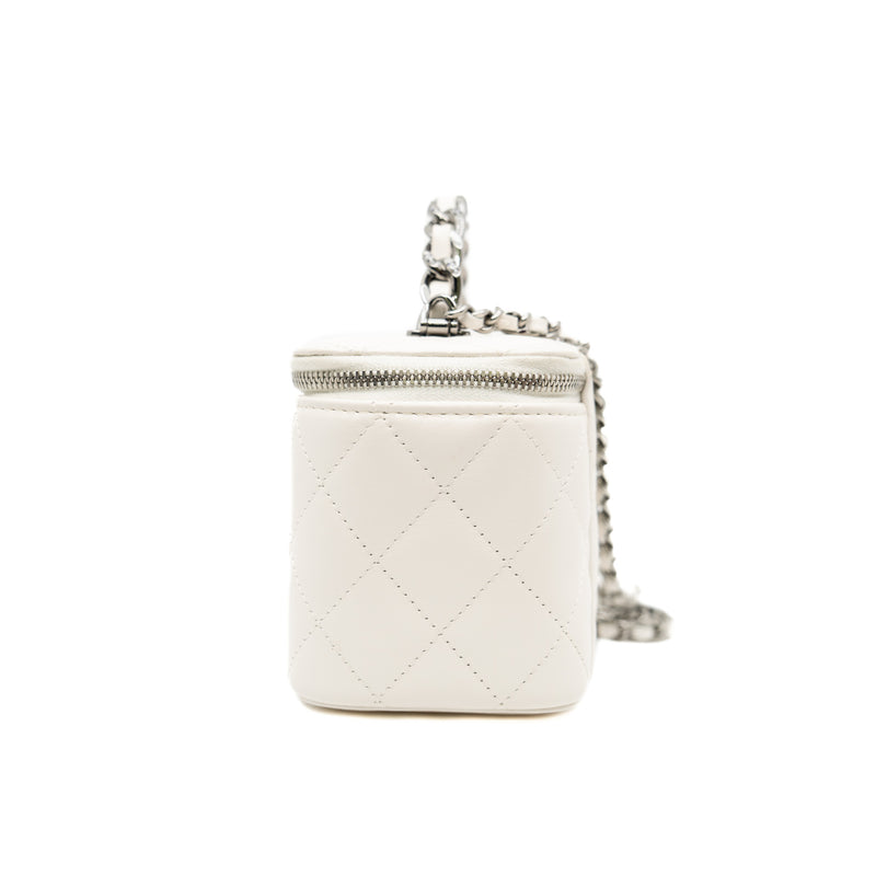long vanity with top handle in lambskin white phw #GT0TXXXX