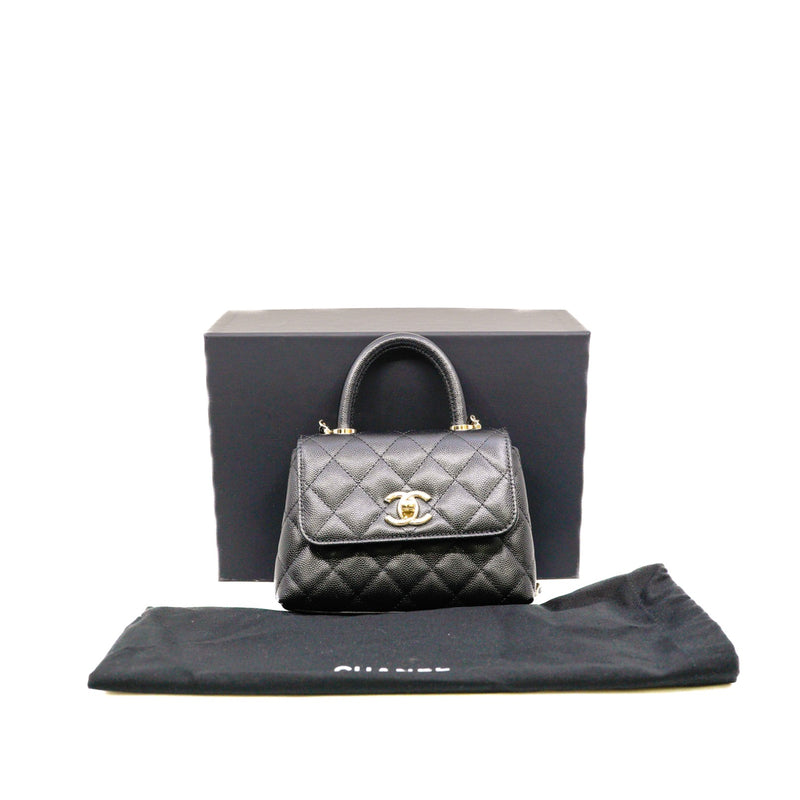 24K mini coco handle with chain in caviar black rghw  #NA10XXXX