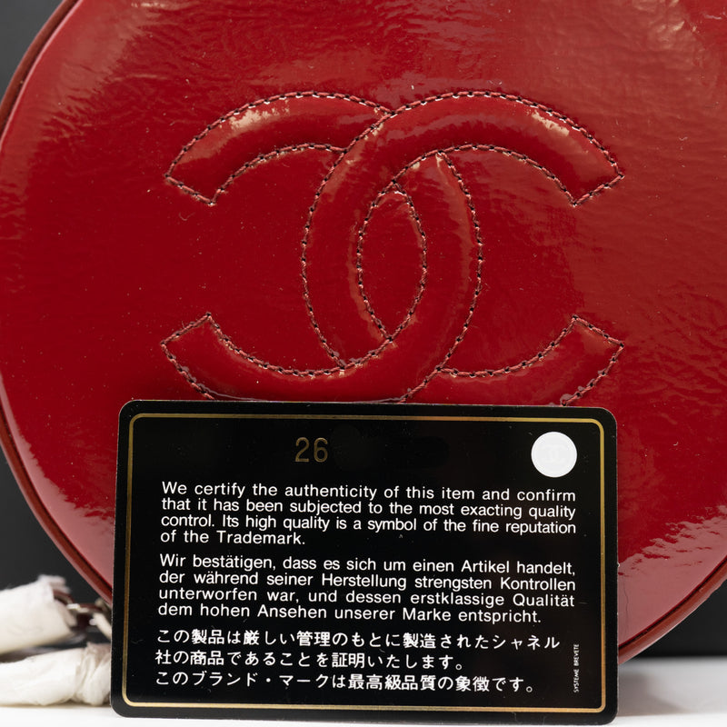 Red Patent Leather Round As Earth Evening Handbag With Chain PHW Seri 26 - L'UXE LINK