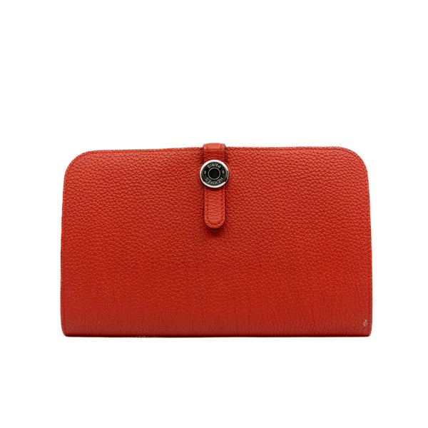 Dogon Long Wallet In Watermelon Red PHW R Stamp - L'UXE LINK