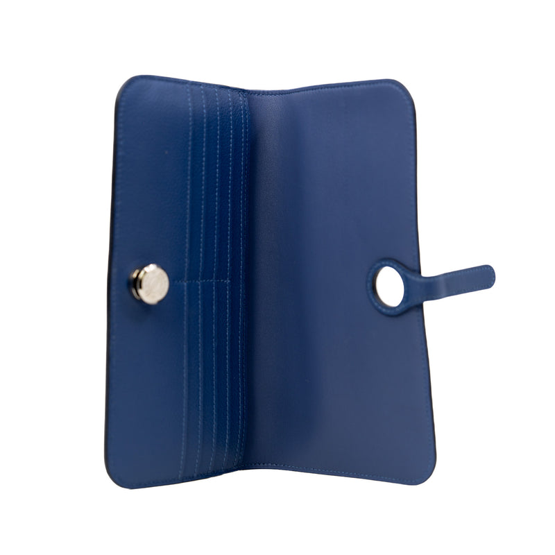 Dogon Recto Verso Wallet In Blue Togo Leather PHW C Stamp - L'UXE LINK