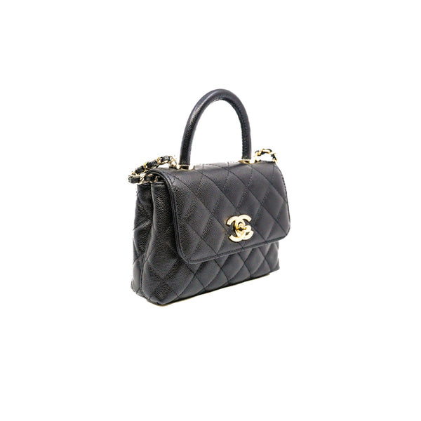 24K mini coco handle with chain in caviar black rghw  #NA10XXXX