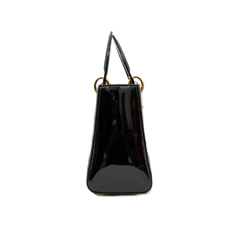 medium lady dior in patent leather black ghw 2015