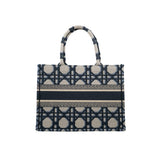 thumbnail small book tote in navy/beige fabric 2025