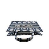 thumbnail small book tote in navy/beige fabric 2025