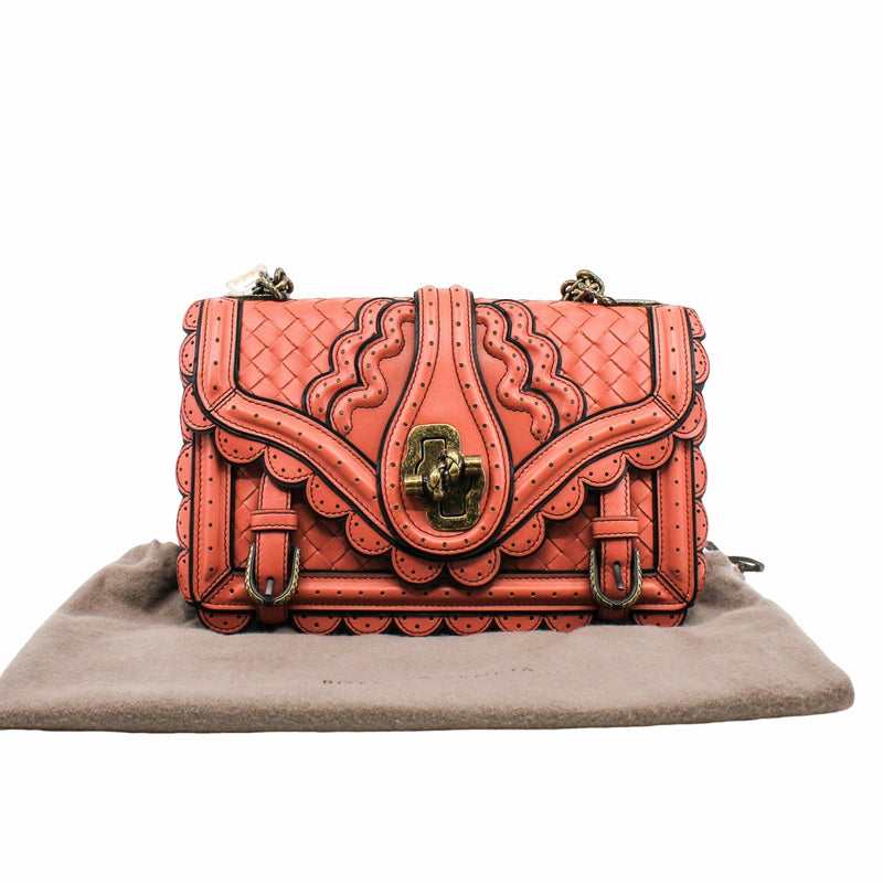 French Calfskin Intrecciato Wingtip City Knot Bag Hibiscus Black - L'UXE LINK
