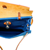 thumbnail herbag 31 in blue fabric/ brown leather stamp X PHW