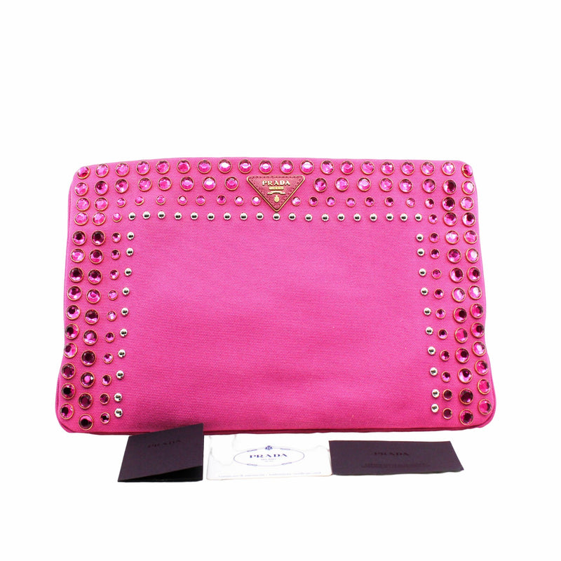 clutch canvas medium pink ghw - L'UXE LINK