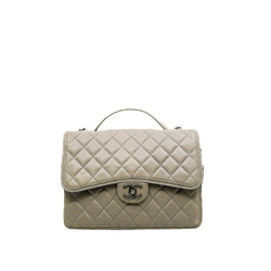 Timeless In Grey Lambskin Leather Flap Bag PHW Seri 18 - L'UXE LINK