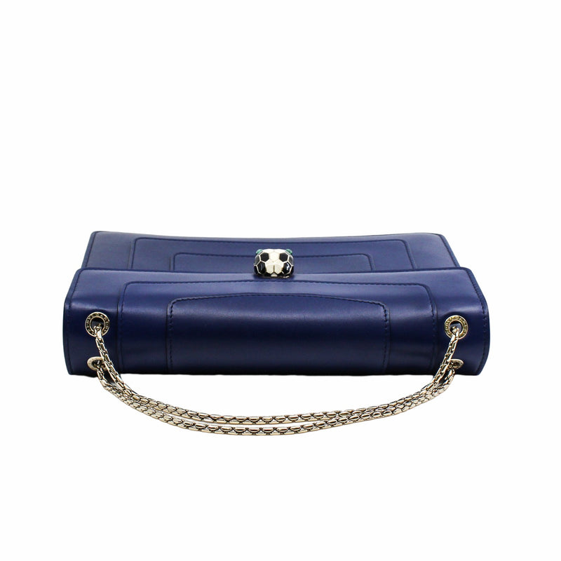 SERPENTI DOUBLE FLAP CHAIN BAG DARK BLUE GHW - L'UXE LINK