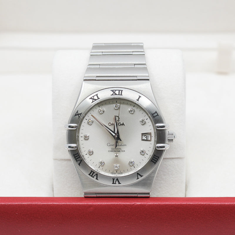 36mm constellation pearl dial diamond watch steel band #O1111O362052001 - L'UXE LINK