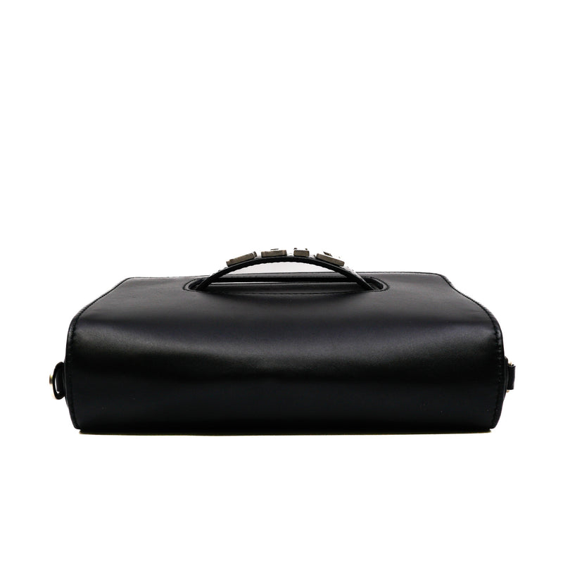 Dio(r)evolution Flap Bag Black Leather Medium Phw With Leather Wide Strap - L'UXE LINK
