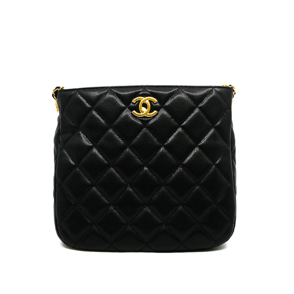 22A Twist Your Buttons In Black Caviar Leather Hobo Shoulder Bag GHW Seri XK96XXXX - L'UXE LINK