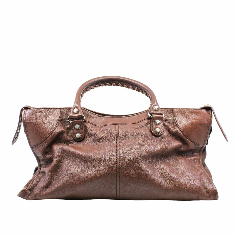 CITY CLASSIC STUDS BAG SMALL LEATHER BROWN PHW - L'UXE LINK