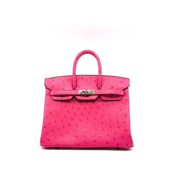 birkin 25cm ostrich 5J pink phw D stamp