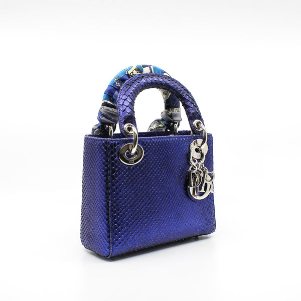 lady dior with chainglittering purple blue snake skin phw