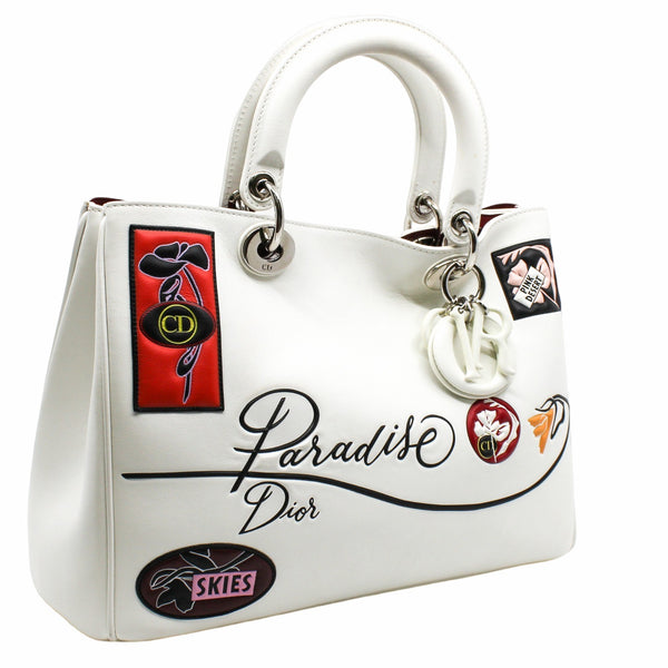 diorissimo tote medium white  black letter flower  phw - L'UXE LINK