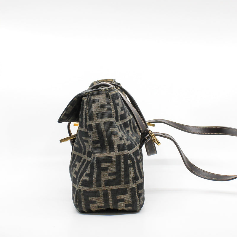 Mamma Baguette  Shoulder Bag Fabric  Brown GHW - L'UXE LINK