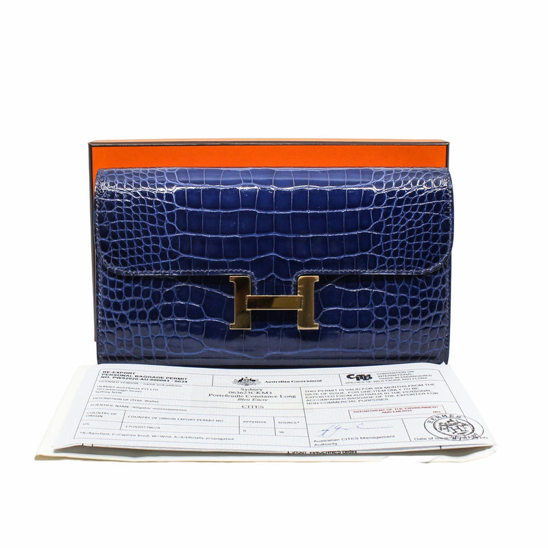constance long wallet M3 navy crocodile ghw x stamp - L'UXE LINK