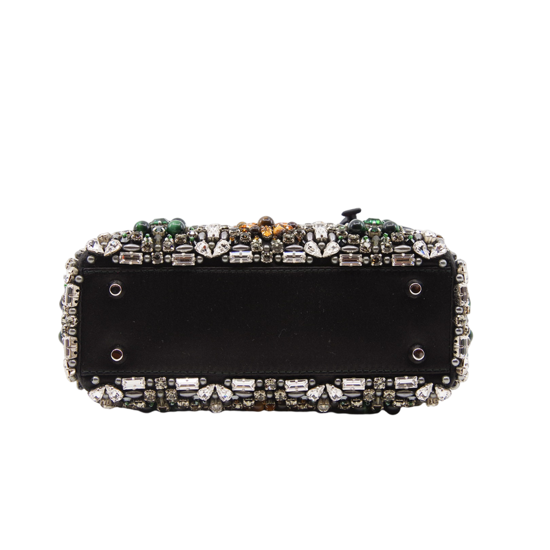 lady mini crystal with white pearl in black crocodile handle - L'UXE LINK