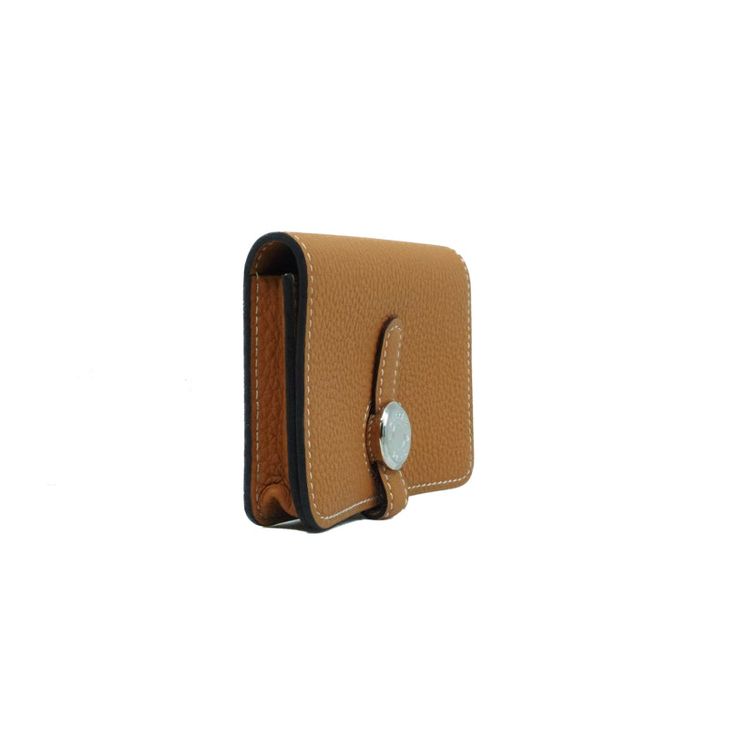 HERMES Dogon Card Case gold Togo Leather