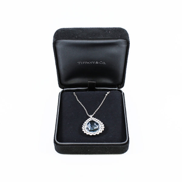 necklace briolette aquamarine and diamond drop pendant