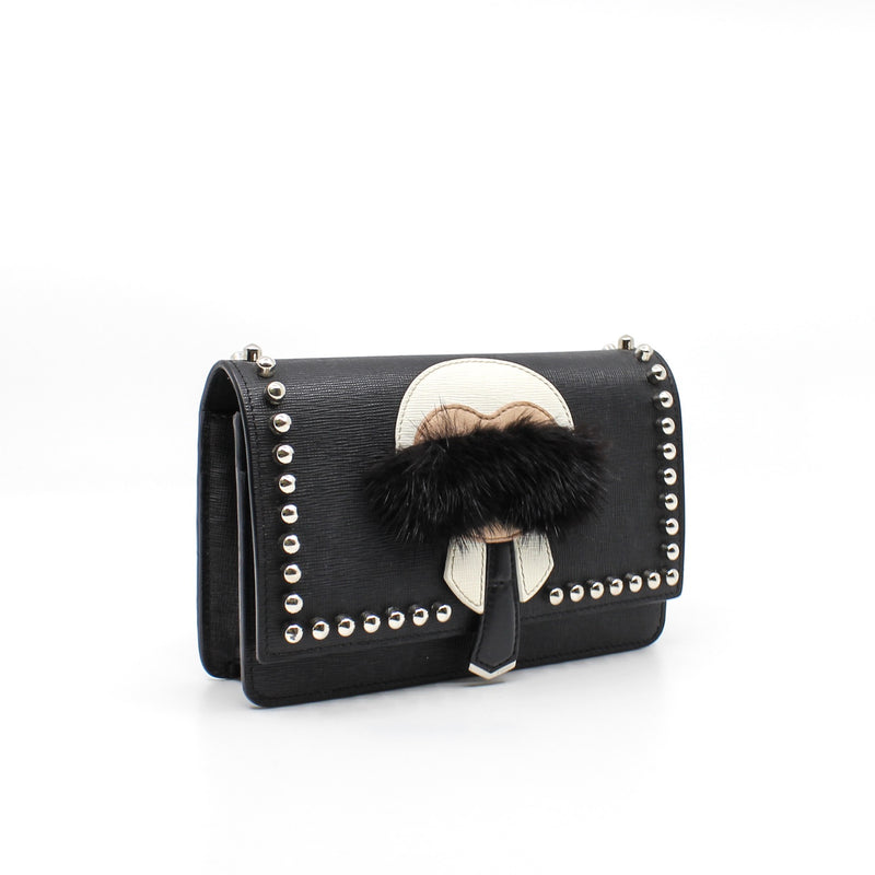 clutch with chain black phw beans black fur