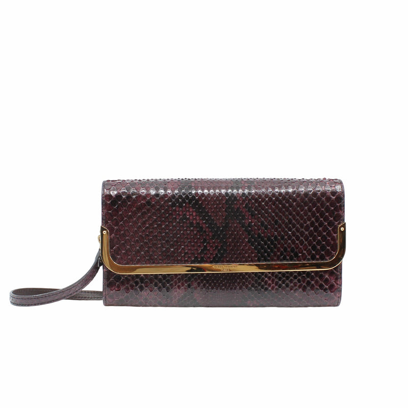 Rossmore Mm Purple Python Skin Leather Clutch ghw - L'UXE LINK