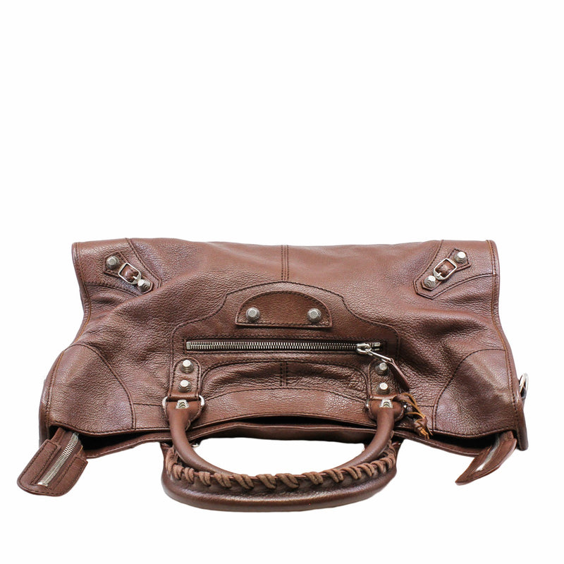 CITY CLASSIC STUDS BAG SMALL LEATHER BROWN PHW - L'UXE LINK