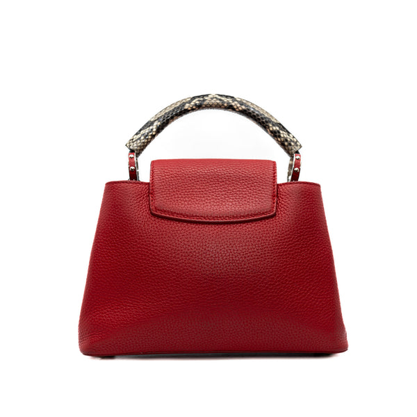 capucines bb with snake handle in leather red - L'UXE LINK