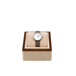 Arceau watch large model 36mm steel with etoupe strap - L'UXE LINK